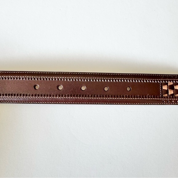 New Mezlan Men's Brown Woven Leather Belt Made in Spain Size 36 - Picture 7 of 10